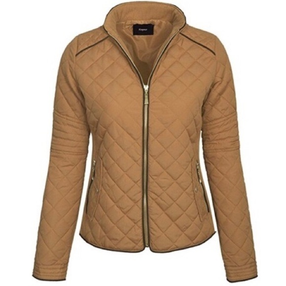 Active USA Camel Diamond Quilted Jacket Size Small - Picture 3 of 13